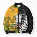 New Zealand Australia Rugby Bledisloe 2026 Custom Bomber Puffer Jacket Champion Trophy Maori Aboriginal Art