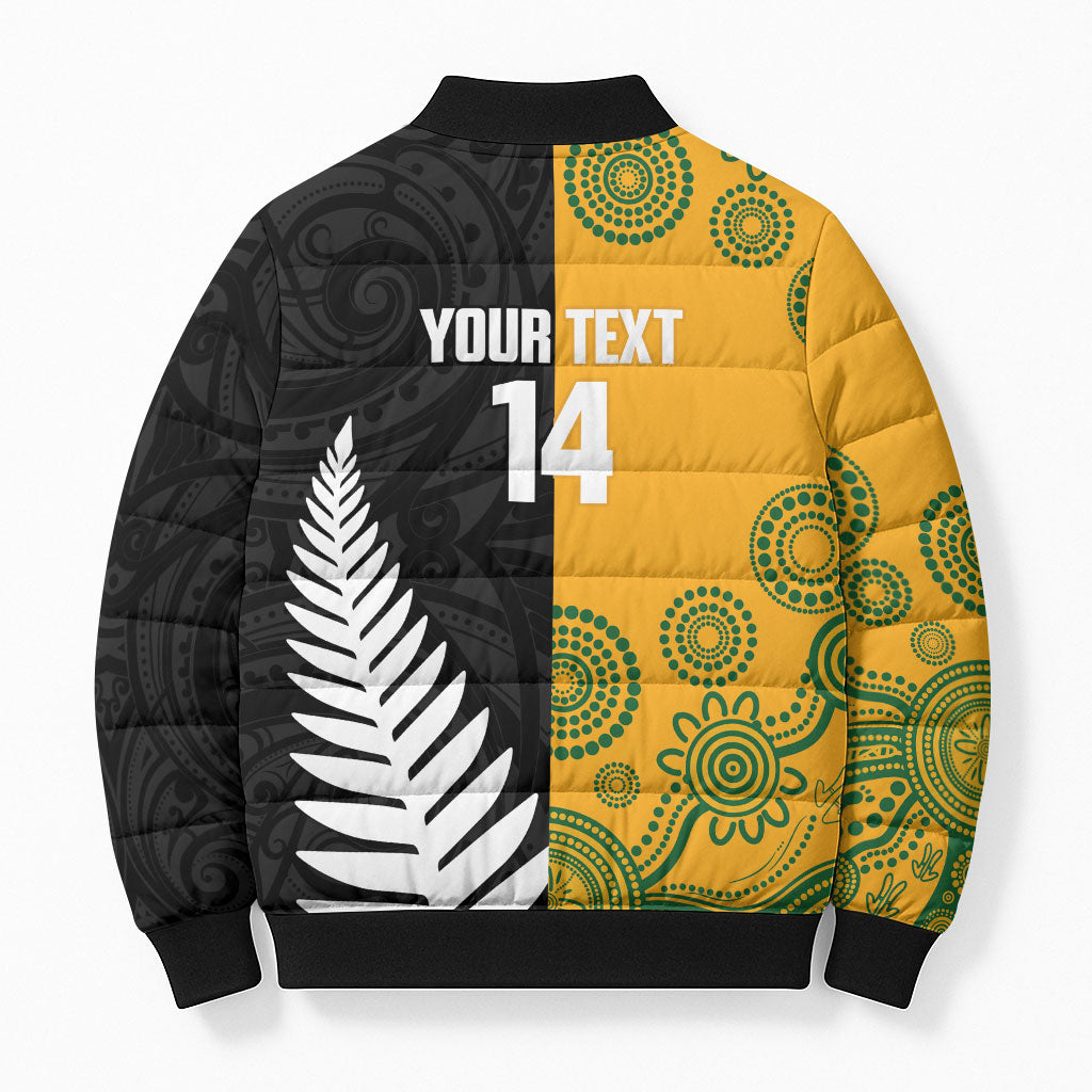 New Zealand Australia Rugby Bledisloe 2026 Custom Bomber Puffer Jacket Champion Trophy Maori Aboriginal Art