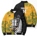 New Zealand Australia Rugby Bledisloe 2026 Custom Bomber Puffer Jacket Champion Trophy Maori Aboriginal Art