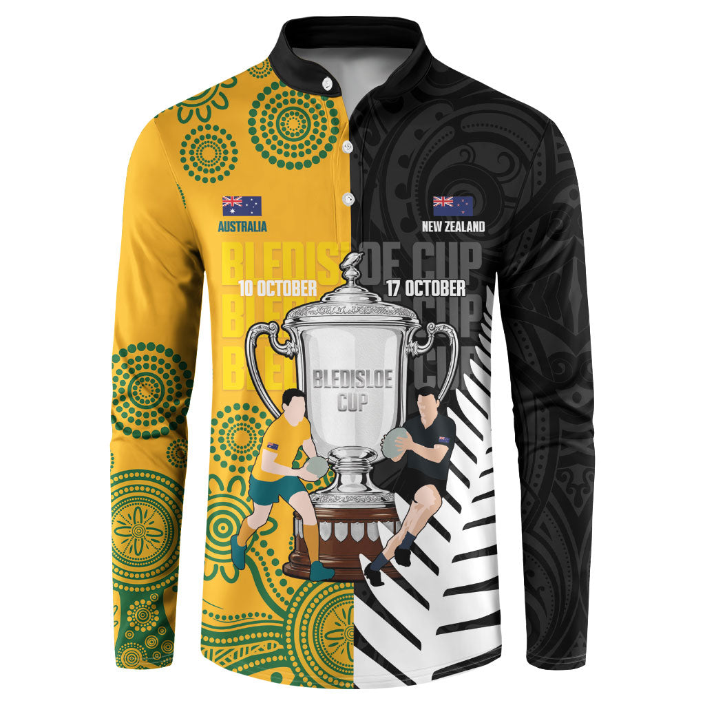 New Zealand Australia Rugby Bledisloe 2026 Custom Button Sweatshirt Champion Trophy Maori Aboriginal Art