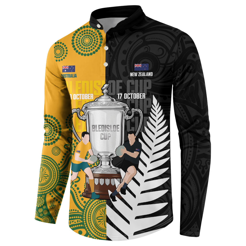 New Zealand Australia Rugby Bledisloe 2026 Custom Button Sweatshirt Champion Trophy Maori Aboriginal Art