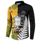 New Zealand Australia Rugby Bledisloe 2026 Custom Button Sweatshirt Champion Trophy Maori Aboriginal Art