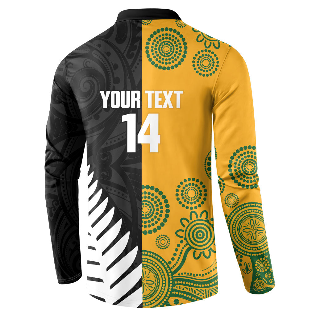 New Zealand Australia Rugby Bledisloe 2026 Custom Button Sweatshirt Champion Trophy Maori Aboriginal Art
