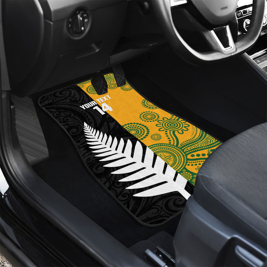 New Zealand Australia Rugby Bledisloe 2026 Custom Car Mats Champion Trophy Maori Aboriginal Art