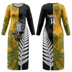 New Zealand Australia Rugby Bledisloe 2026 Custom Couples Matching Long Sleeve Bodycon Dress and Hawaiian Shirt Champion Trophy Maori Aboriginal Art