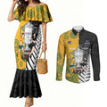 New Zealand Australia Rugby Bledisloe 2026 Custom Couples Matching Mermaid Dress and Long Sleeve Button Shirt Champion Trophy Maori Aboriginal Art