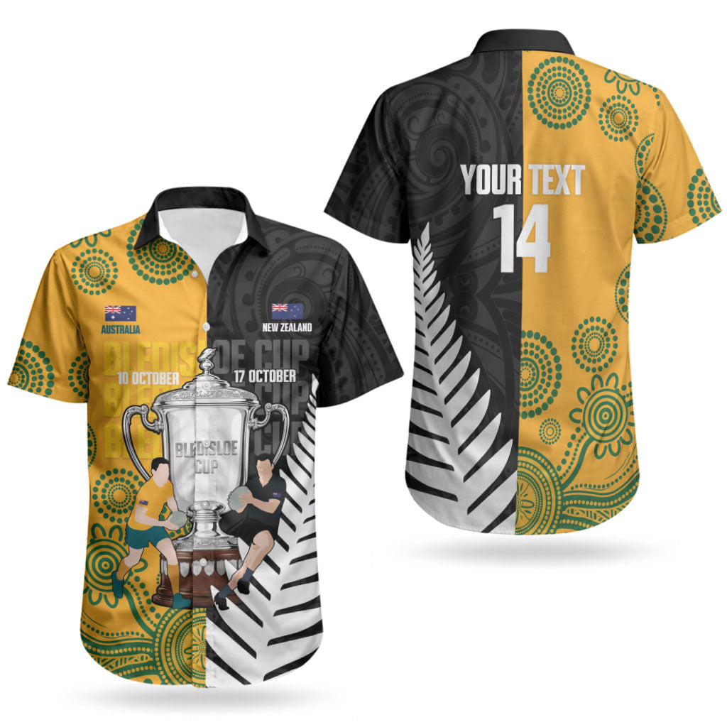 New Zealand Australia Rugby Bledisloe 2026 Custom Couples Matching Off Shoulder Maxi Dress and Hawaiian Shirt Champion Trophy Maori Aboriginal Art