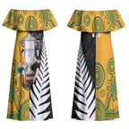 New Zealand Australia Rugby Bledisloe 2026 Custom Couples Matching Off Shoulder Maxi Dress and Long Sleeve Button Shirt Champion Trophy Maori Aboriginal Art