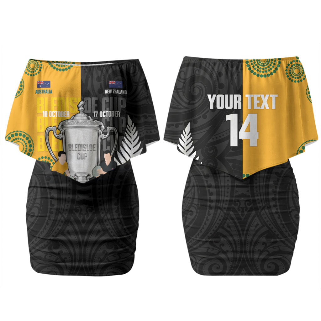 New Zealand Australia Rugby Bledisloe 2026 Custom Couples Matching Off Shoulder Short Dress and Hawaiian Shirt Champion Trophy Maori Aboriginal Art