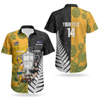 New Zealand Australia Rugby Bledisloe 2026 Custom Couples Matching Off Shoulder Short Dress and Hawaiian Shirt Champion Trophy Maori Aboriginal Art