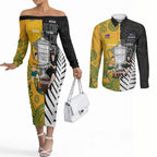 New Zealand Australia Rugby Bledisloe 2026 Custom Couples Matching Off The Shoulder Long Sleeve Dress and Long Sleeve Button Shirt Champion Trophy Maori Aboriginal Art