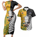 New Zealand Australia Rugby Bledisloe 2026 Custom Couples Matching Short Sleeve Bodycon Dress and Hawaiian Shirt Champion Trophy Maori Aboriginal Art
