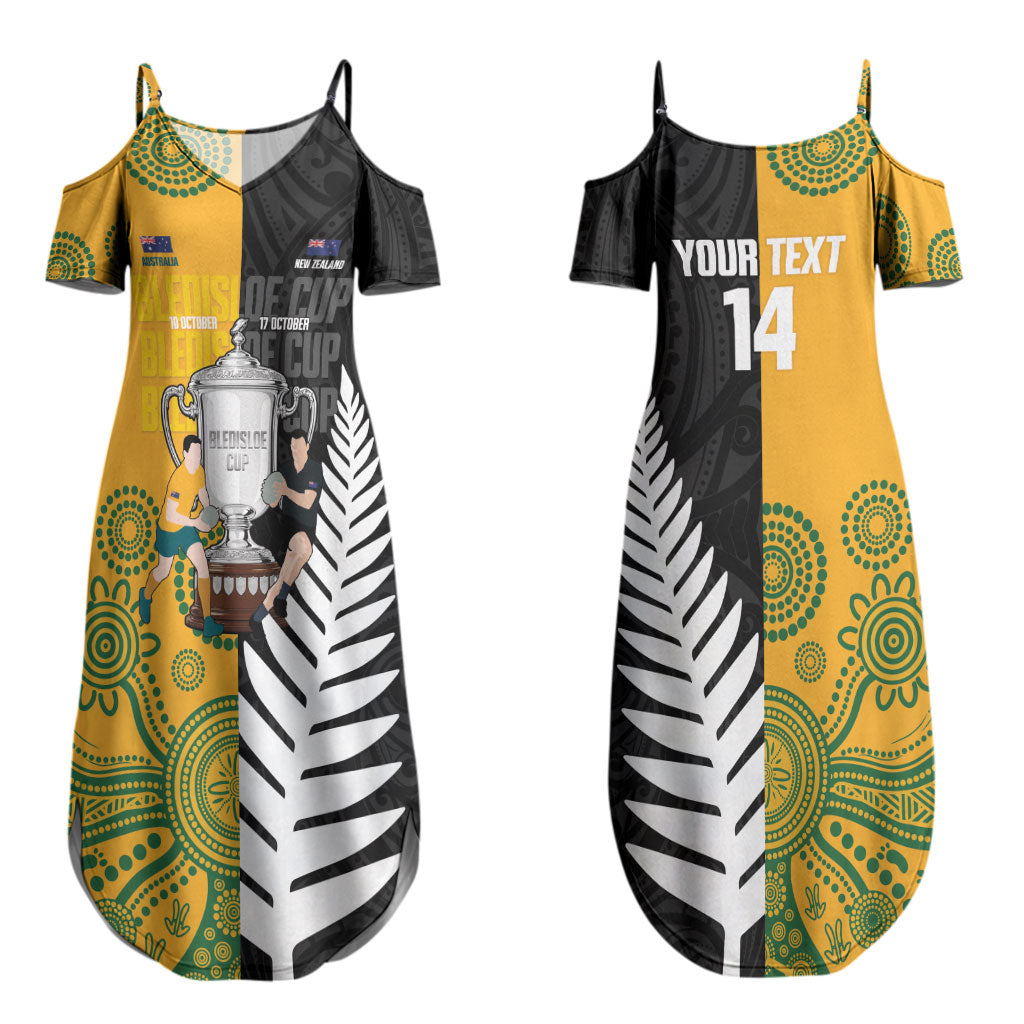 New Zealand Australia Rugby Bledisloe 2026 Custom Couples Matching Summer Maxi Dress and Hawaiian Shirt Champion Trophy Maori Aboriginal Art