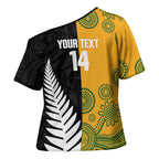 New Zealand Australia Rugby Bledisloe 2026 Custom Cross Shoulder Shirt Champion Trophy Maori Aboriginal Art