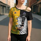 New Zealand Australia Rugby Bledisloe 2026 Custom Cross Shoulder Shirt Champion Trophy Maori Aboriginal Art