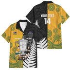 New Zealand Australia Rugby Bledisloe 2026 Custom Family Matching Off Shoulder Maxi Dress and Hawaiian Shirt Champion Trophy Maori Aboriginal Art