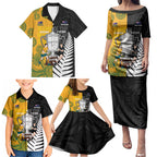 New Zealand Australia Rugby Bledisloe 2026 Custom Family Matching Puletasi and Hawaiian Shirt Champion Trophy Maori Aboriginal Art