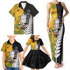 New Zealand Australia Rugby Bledisloe 2026 Custom Family Matching Tank Maxi Dress and Hawaiian Shirt Champion Trophy Maori Aboriginal Art