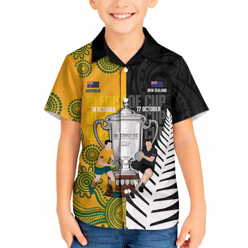 New Zealand Australia Rugby Bledisloe 2026 Custom Hawaiian Shirt Champion Trophy Maori Aboriginal Art