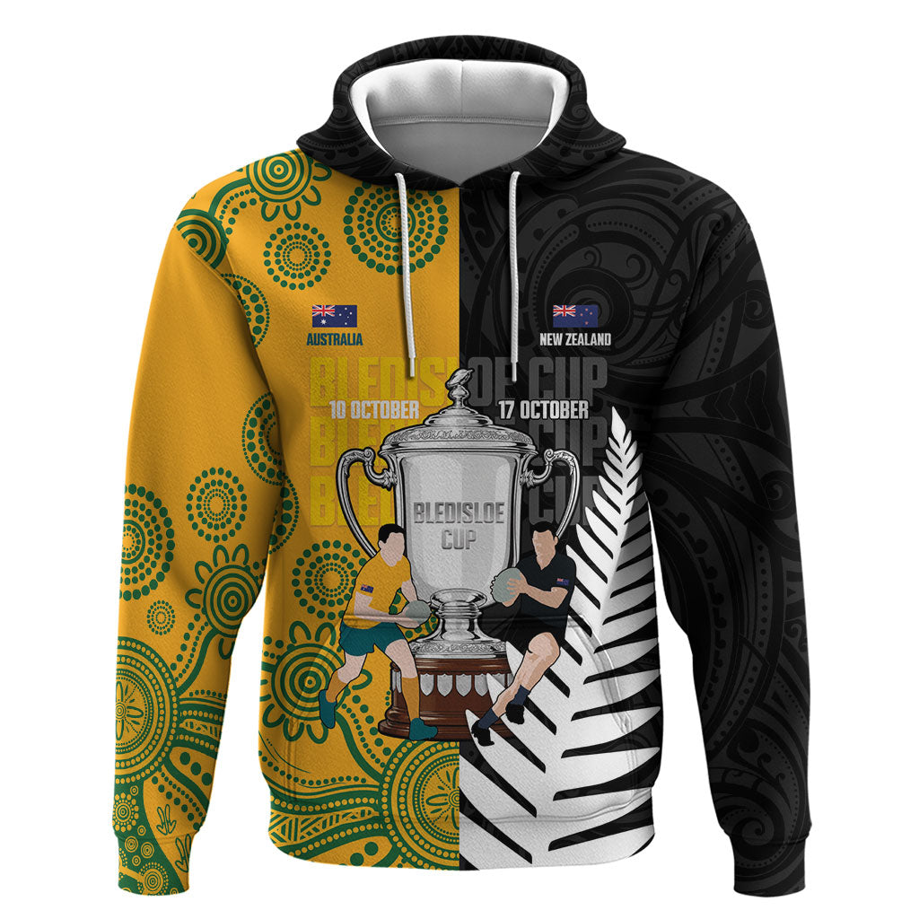 New Zealand Australia Rugby Bledisloe 2026 Custom Hoodie Champion Trophy Maori Aboriginal Art