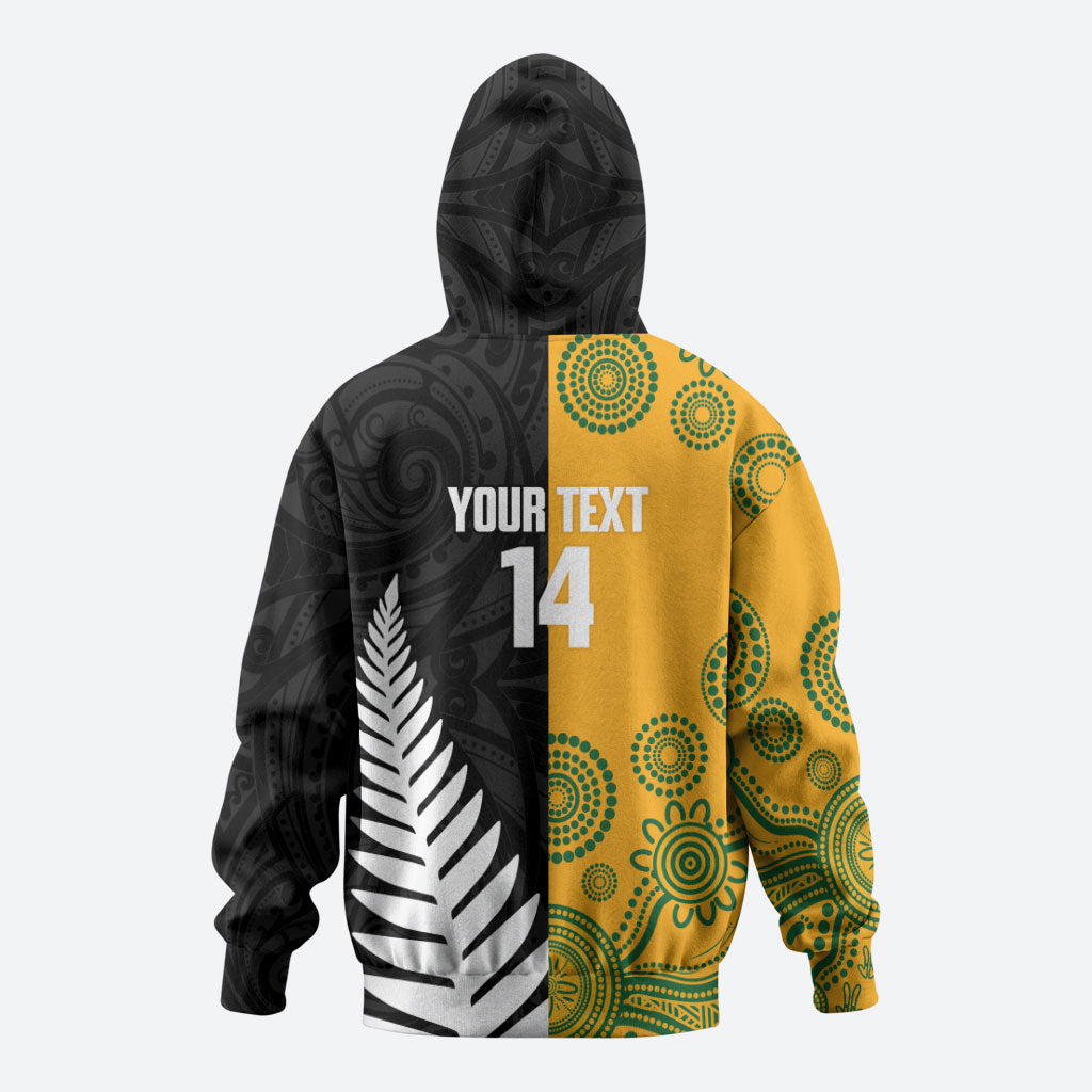 New Zealand Australia Rugby Bledisloe 2026 Custom Hoodie Champion Trophy Maori Aboriginal Art