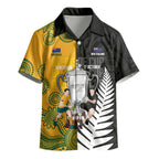 New Zealand Australia Rugby Bledisloe 2026 Custom Kid Hawaiian Shirt Champion Trophy Maori Aboriginal Art