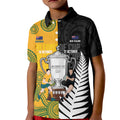New Zealand Australia Rugby Bledisloe 2026 Custom Kid Polo Shirt Champion Trophy Maori Aboriginal Art