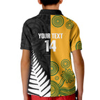 New Zealand Australia Rugby Bledisloe 2026 Custom Kid Polo Shirt Champion Trophy Maori Aboriginal Art