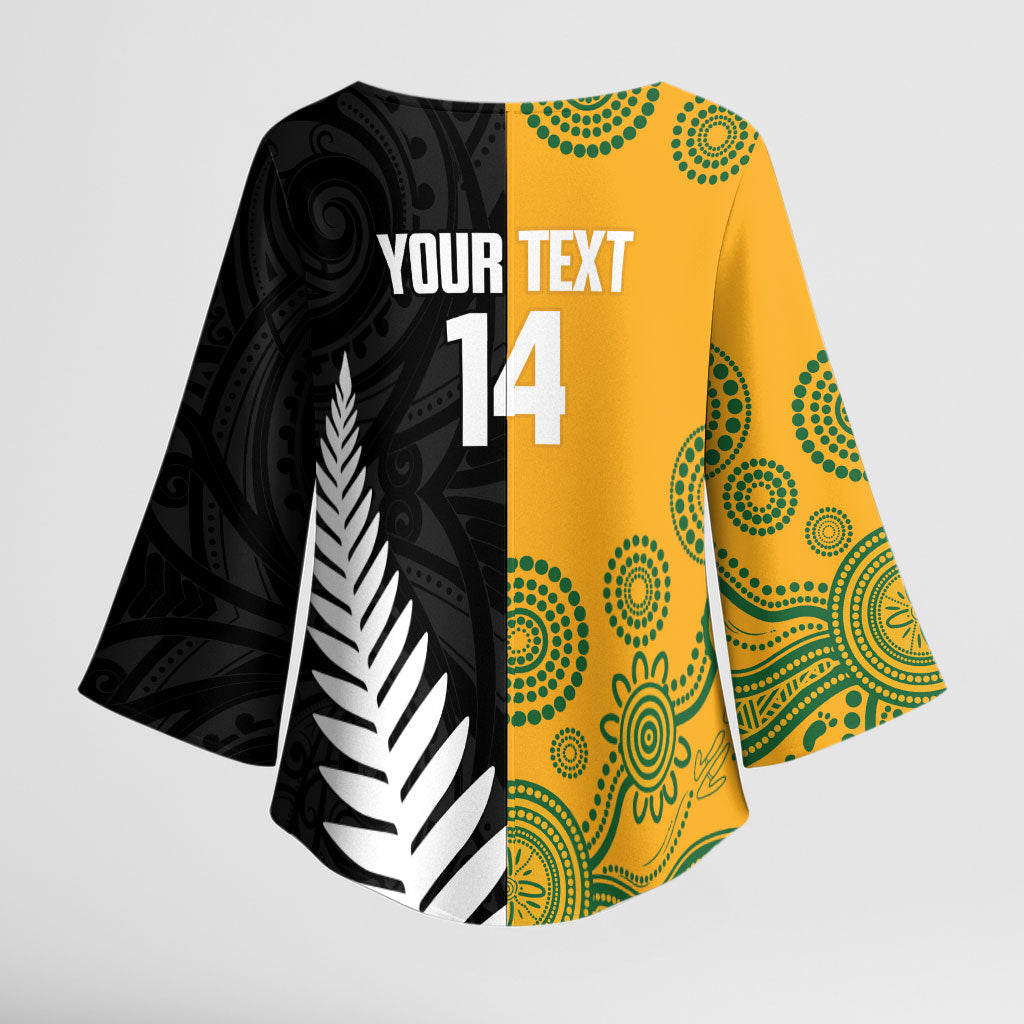 New Zealand Australia Rugby Bledisloe 2026 Custom Kimono Sleeve Blouse Champion Trophy Maori Aboriginal Art