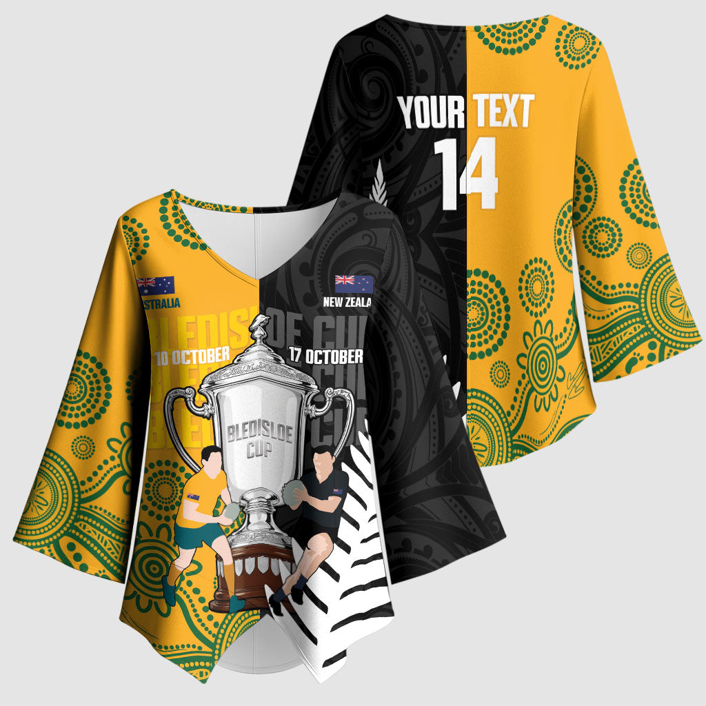 New Zealand Australia Rugby Bledisloe 2026 Custom Kimono Sleeve Blouse Champion Trophy Maori Aboriginal Art