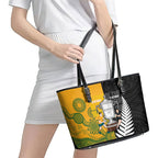 New Zealand Australia Rugby Bledisloe 2026 Leather Tote Bag Champion Trophy Maori Aboriginal Art