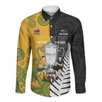 New Zealand Australia Rugby Bledisloe 2026 Custom Long Sleeve Button Shirt Champion Trophy Maori Aboriginal Art