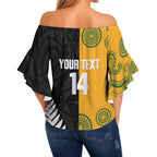 New Zealand Australia Rugby Bledisloe 2026 Custom Off Shoulder Wrap Waist Top Champion Trophy Maori Aboriginal Art
