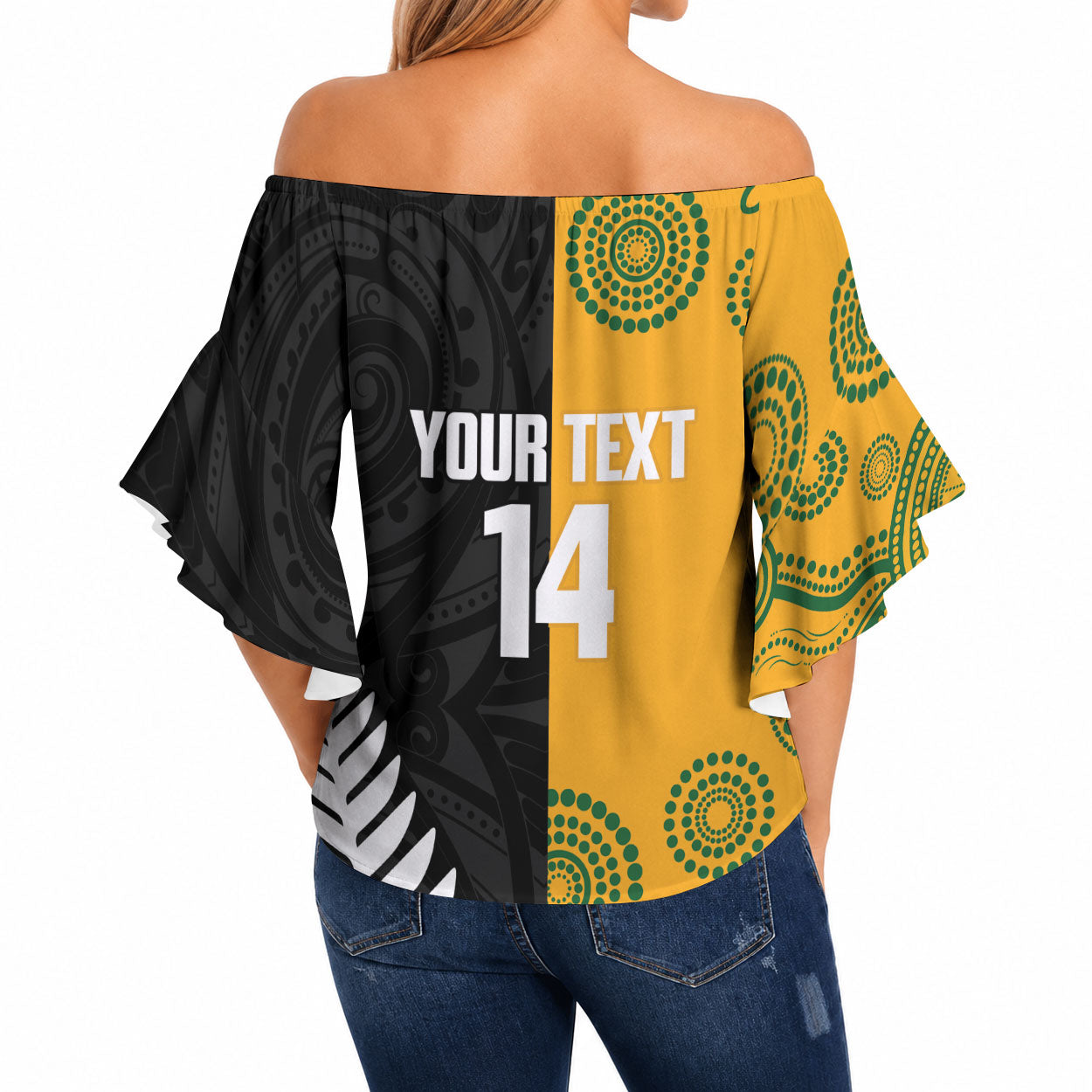 New Zealand Australia Rugby Bledisloe 2026 Custom Off Shoulder Wrap Waist Top Champion Trophy Maori Aboriginal Art