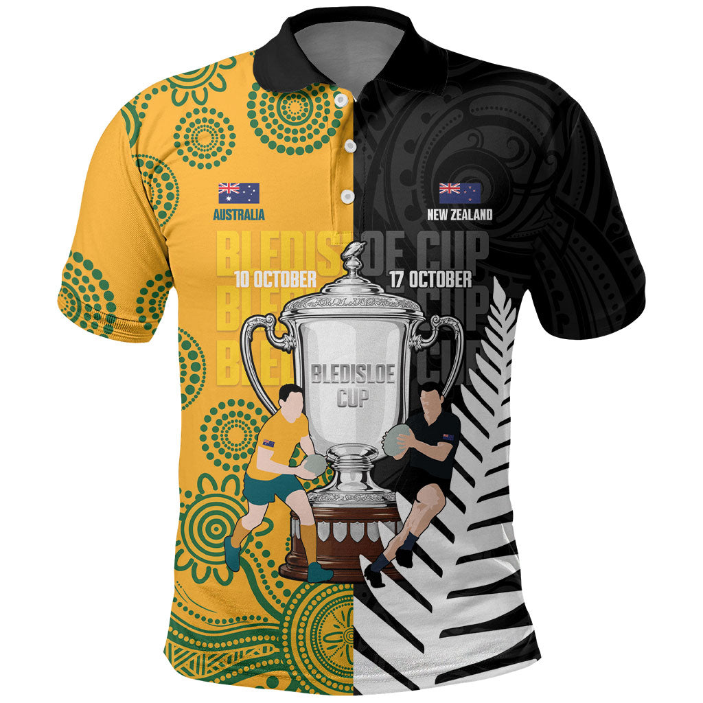 New Zealand Australia Rugby Bledisloe 2026 Custom Polo Shirt Champion Trophy Maori Aboriginal Art