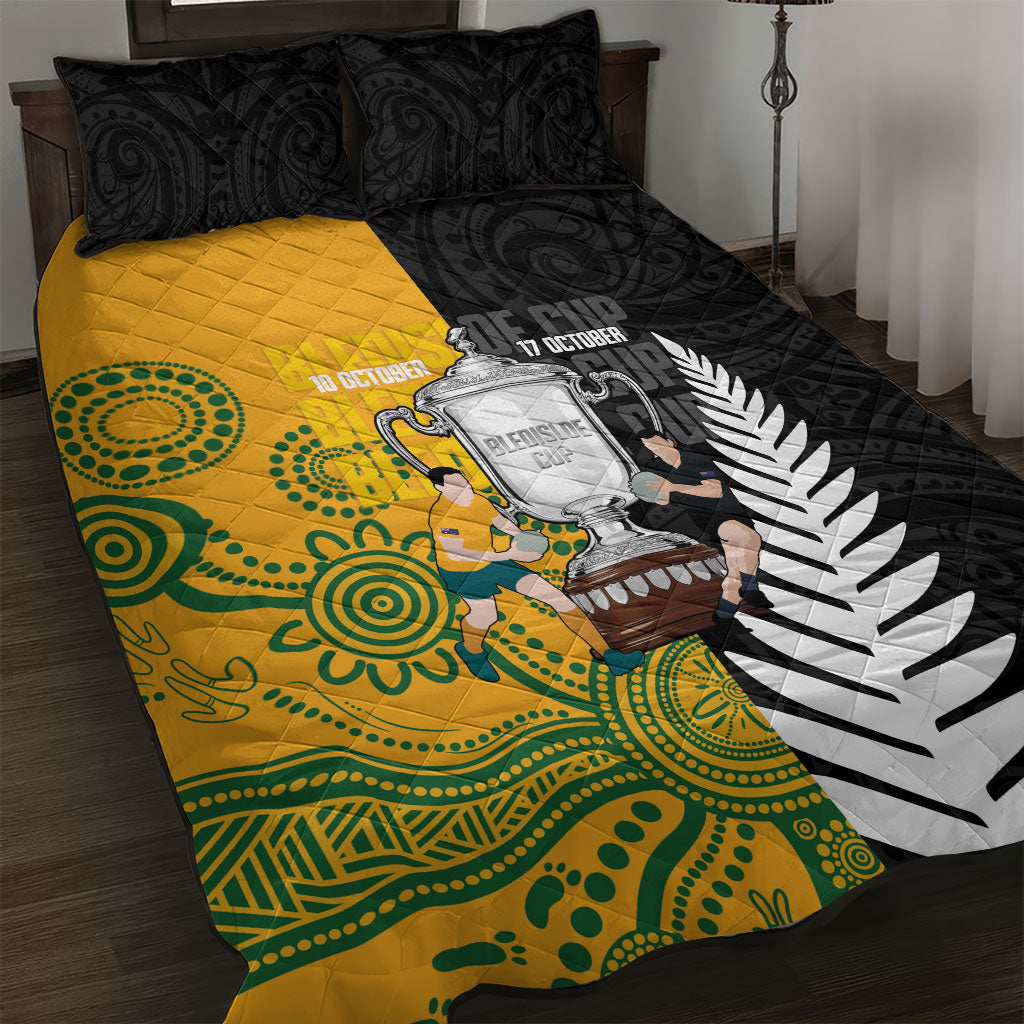 New Zealand Australia Rugby Bledisloe 2026 Quilt Bed Set Champion Trophy Maori Aboriginal Art