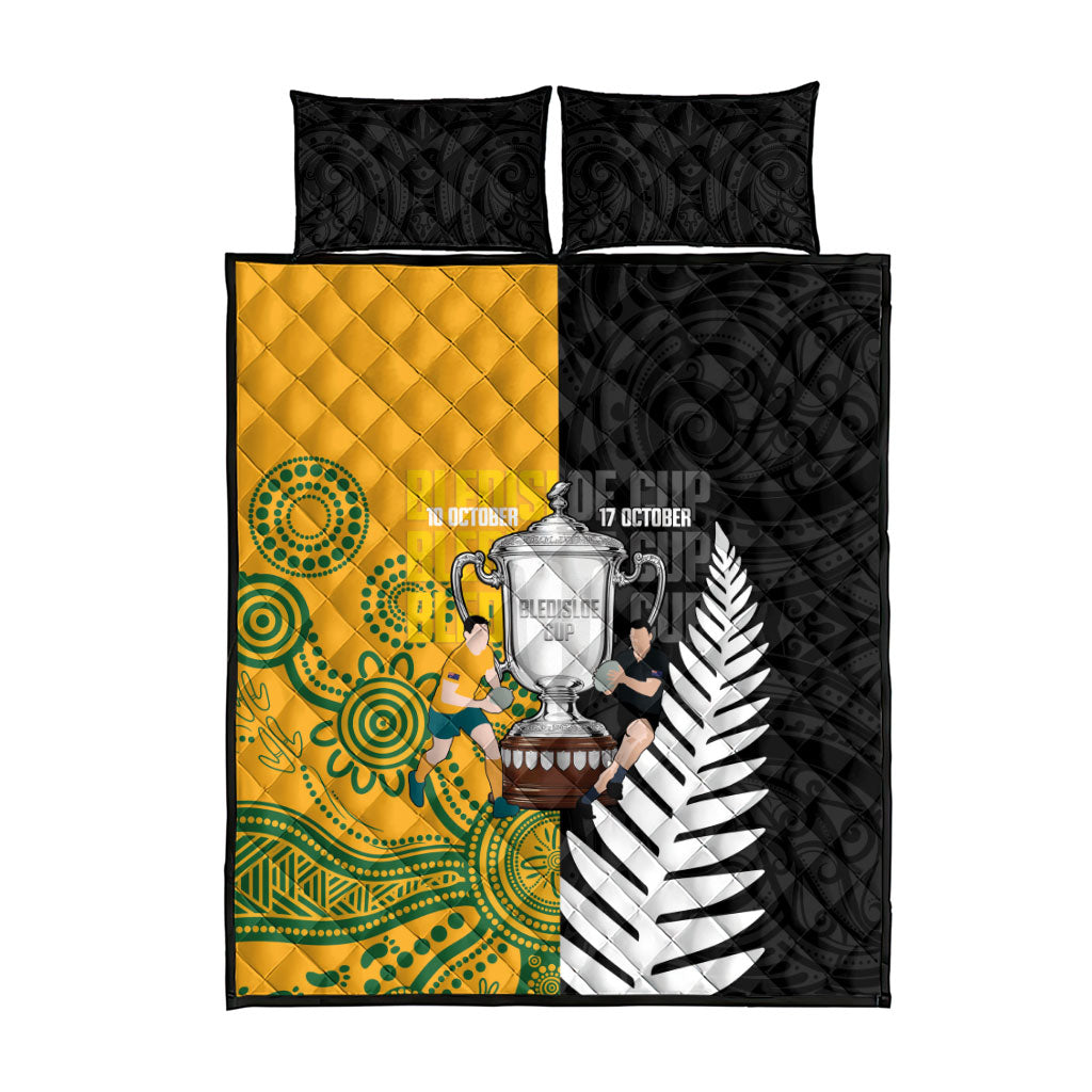 New Zealand Australia Rugby Bledisloe 2026 Quilt Bed Set Champion Trophy Maori Aboriginal Art