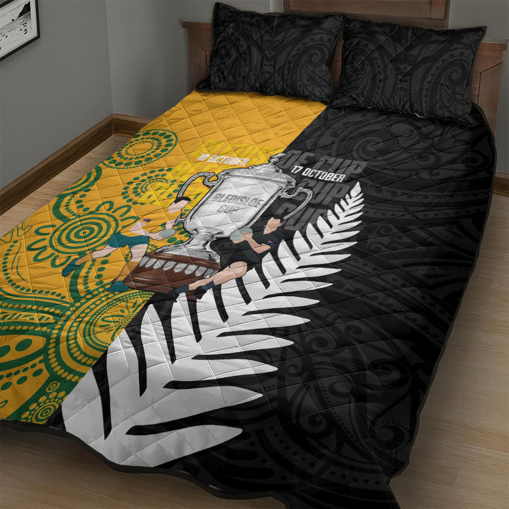 New Zealand Australia Rugby Bledisloe 2026 Quilt Bed Set Champion Trophy Maori Aboriginal Art