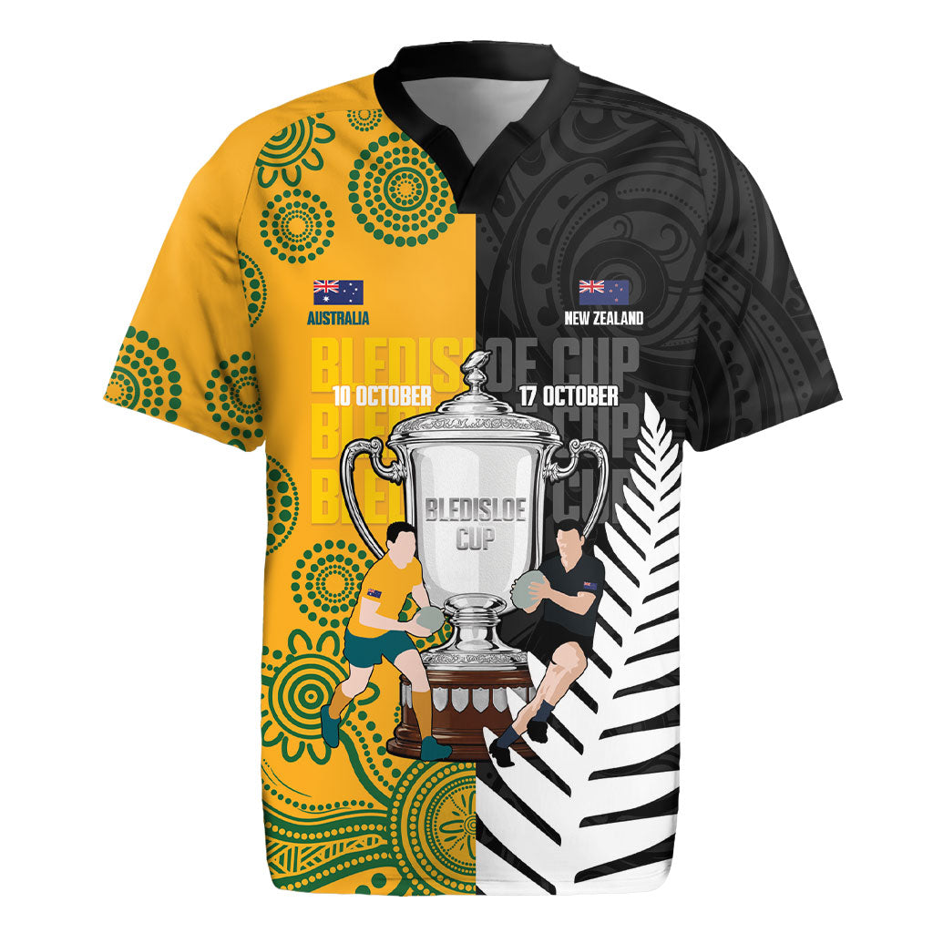 New Zealand Australia Rugby Bledisloe 2026 Custom Rugby Jersey Champion Trophy Maori Aboriginal Art
