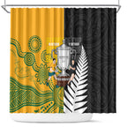 New Zealand Australia Rugby Bledisloe 2026 Shower Curtain Champion Trophy Maori Aboriginal Art