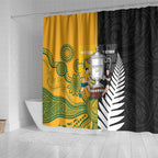 New Zealand Australia Rugby Bledisloe 2026 Shower Curtain Champion Trophy Maori Aboriginal Art