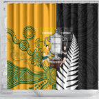 New Zealand Australia Rugby Bledisloe 2026 Shower Curtain Champion Trophy Maori Aboriginal Art