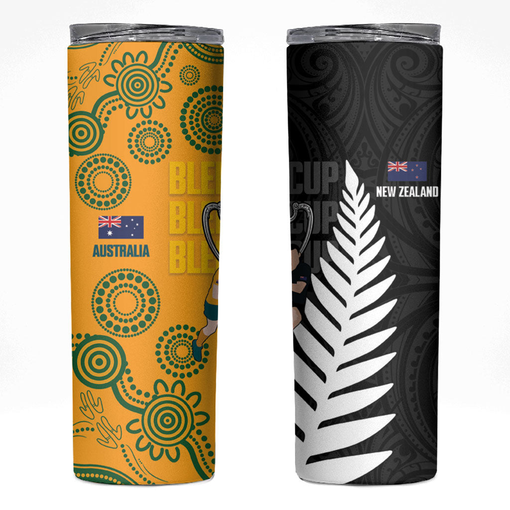 New Zealand Australia Rugby Bledisloe 2026 Skinny Tumbler Champion Trophy Maori Aboriginal Art