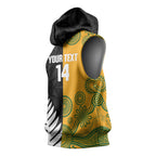 New Zealand Australia Rugby Bledisloe 2026 Custom Sleeveless Hoodie Champion Trophy Maori Aboriginal Art