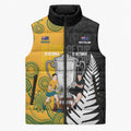 New Zealand Australia Rugby Bledisloe 2026 Custom Sleeveless Puffer Jacket Champion Trophy Maori Aboriginal Art