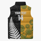New Zealand Australia Rugby Bledisloe 2026 Custom Sleeveless Puffer Jacket Champion Trophy Maori Aboriginal Art