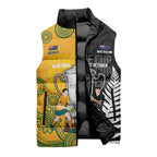 New Zealand Australia Rugby Bledisloe 2026 Custom Sleeveless Puffer Jacket Champion Trophy Maori Aboriginal Art