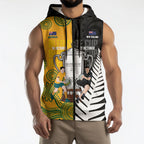 New Zealand Australia Rugby Bledisloe 2026 Custom Sleeveless Zip Hoodie Champion Trophy Maori Aboriginal Art