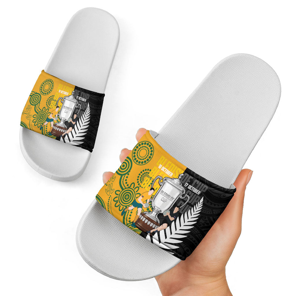 New Zealand Australia Rugby Bledisloe 2026 Slide Sandals Champion Trophy Maori Aboriginal Art