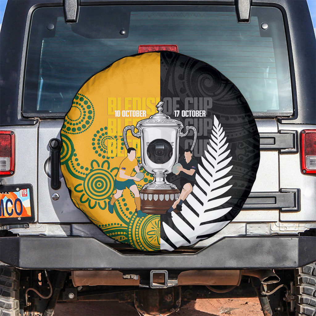 New Zealand Australia Rugby Bledisloe 2026 Spare Tire Cover Champion Trophy Maori Aboriginal Art